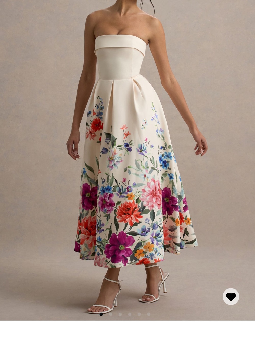 ANNALISE LIGHT PINK FLORAL PRINT BANDEAU SKATER MIDI DRESS